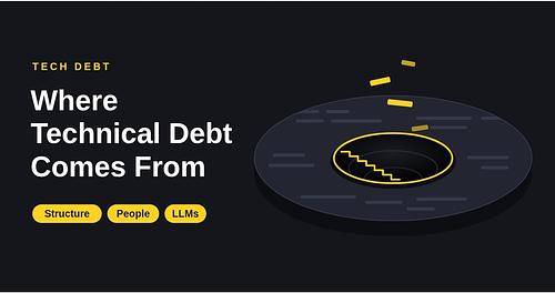 Where technical debt comes from: Structure, People, and LLMs